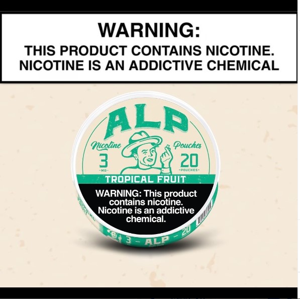 this is a photo of alp nicotine pouches 3mg -  20 pouches Tropical fruit flavor