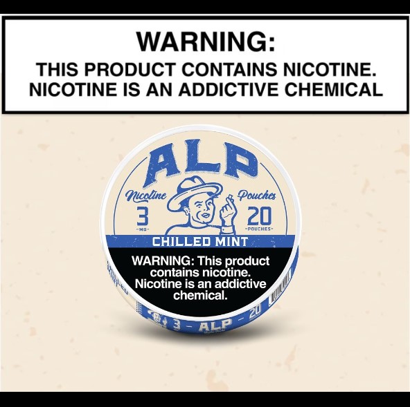 this is a photo of alp nicotine pouches 3mg -  20 pouches chilled mint flavor