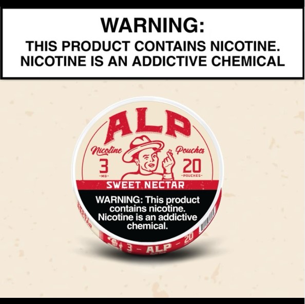 this is a photo of alp nicotine pouches 3mg -  20 pouches sweet nectar flavor